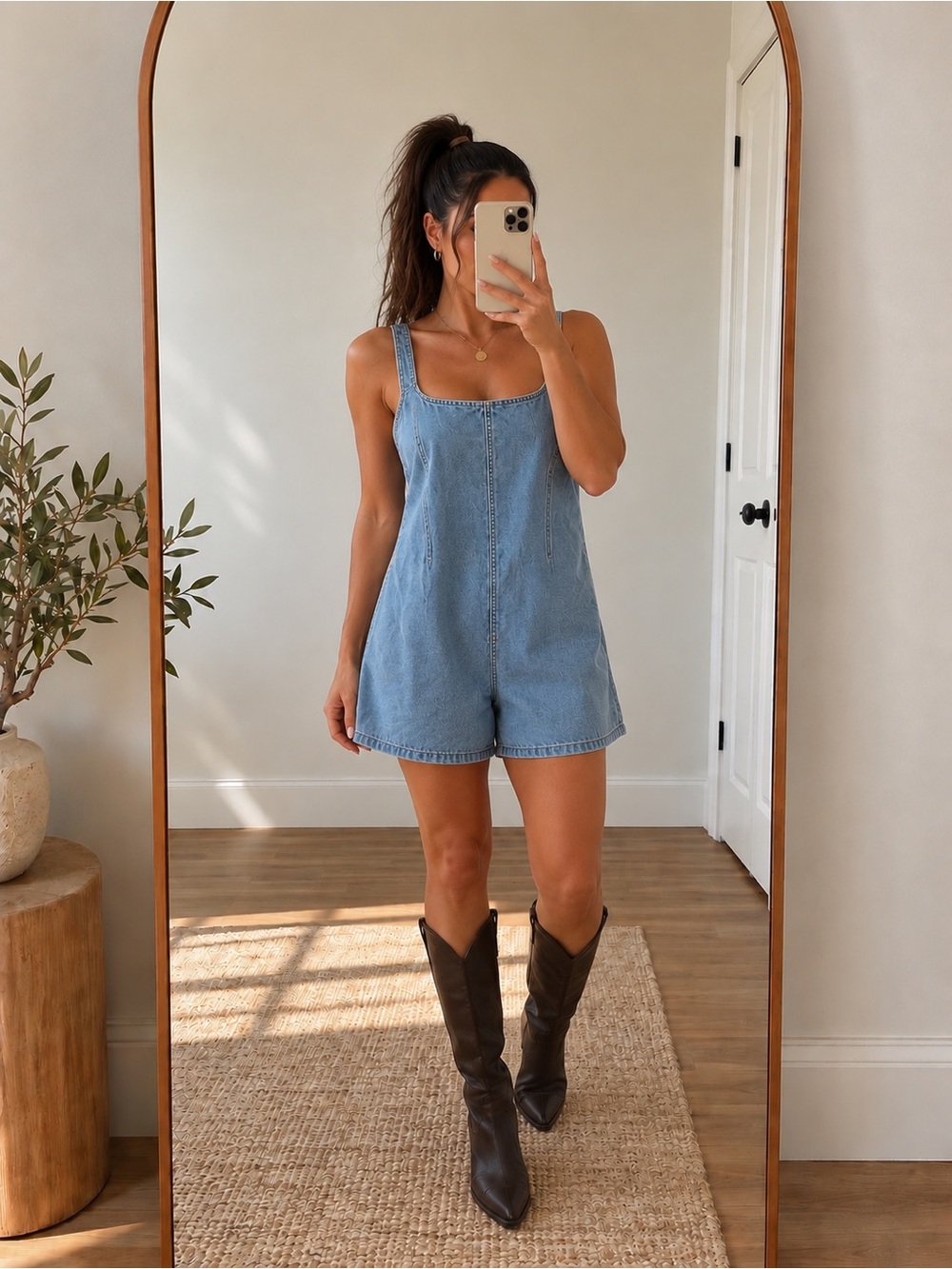 SHEIN Denim Romper Shorts - Light Blue Women Jeans Romper